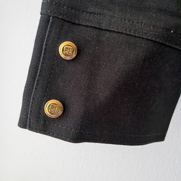 St John Sport Lightweight Denim Black Zip Jacket with Gold Hardware | Size P - Picture 2 of 10